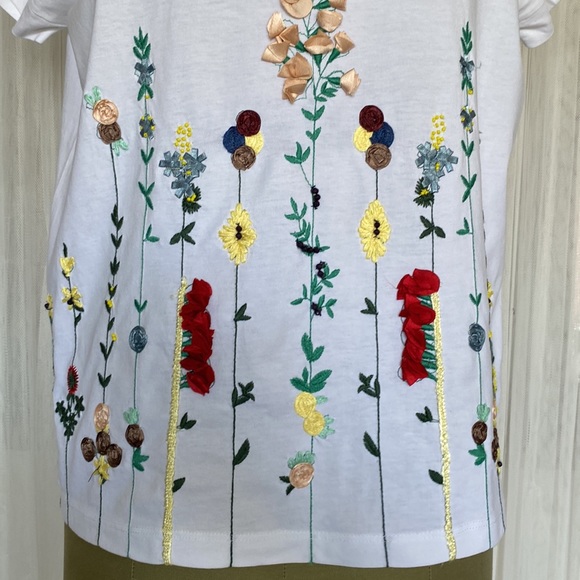 Twin-set embroidery/beads/ribbons white boxy fit T-Shirt - Picture 11 of 17